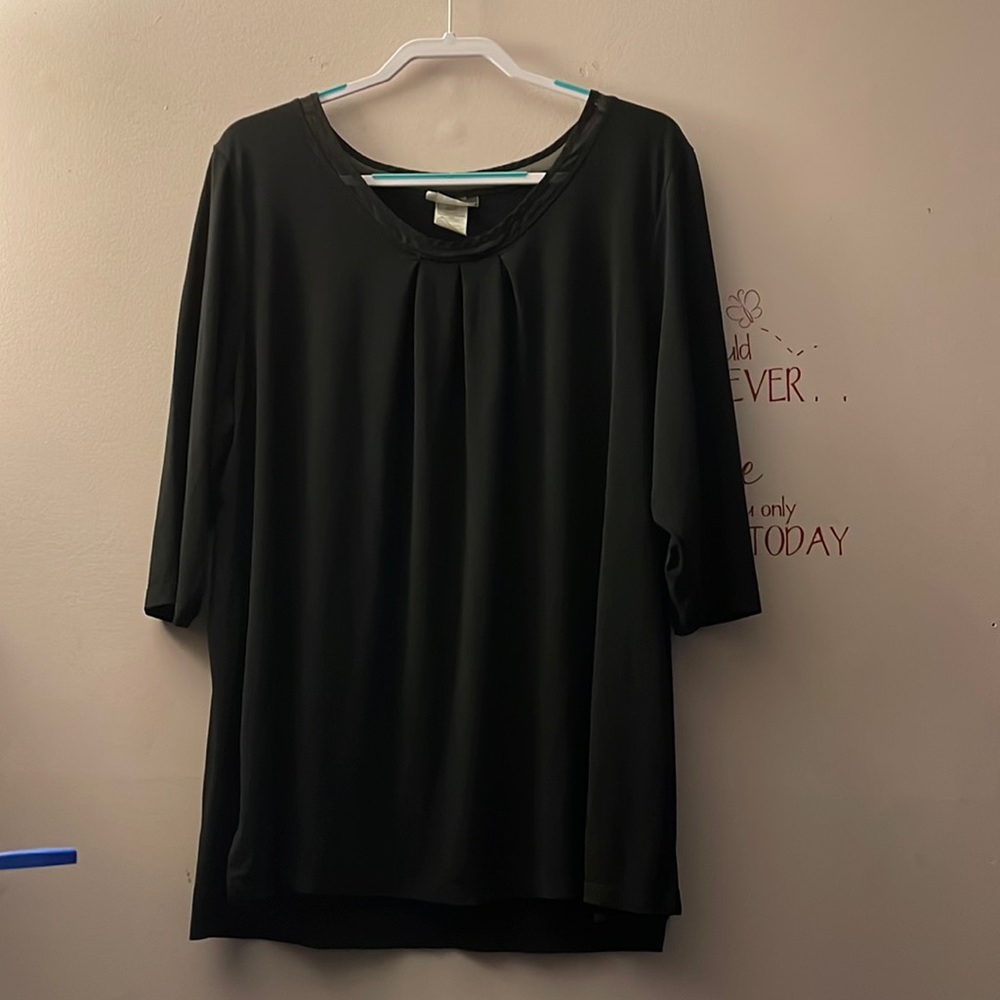 Jms black blouse/ work top 4x 26/28 3/4 sleeve